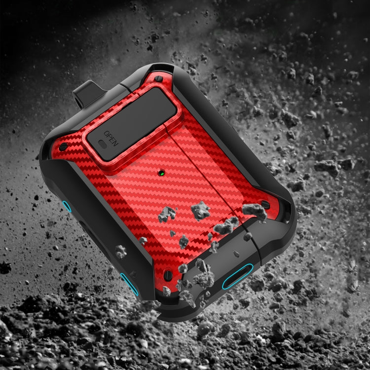 For AirPods Pro 2 Bumblebee Carbon Fiber Earphone Protective Case(Red Black)