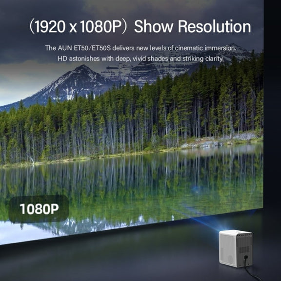AUN ET50 4 inch 180 Lumens 1920x1080P Smart LED Mini Projector, Plug Type:US Plug(White)