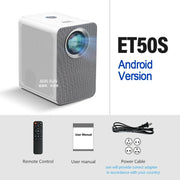 AUN ET50 4 inch 180 Lumens 1920x1080P Smart LED Mini Projector, Plug Type:US Plug(White)