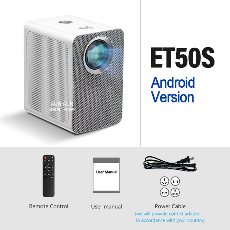 AUN ET50 4 inch 180 Lumens 1920x1080P Smart LED Mini Projector, Plug Type:US Plug(White)