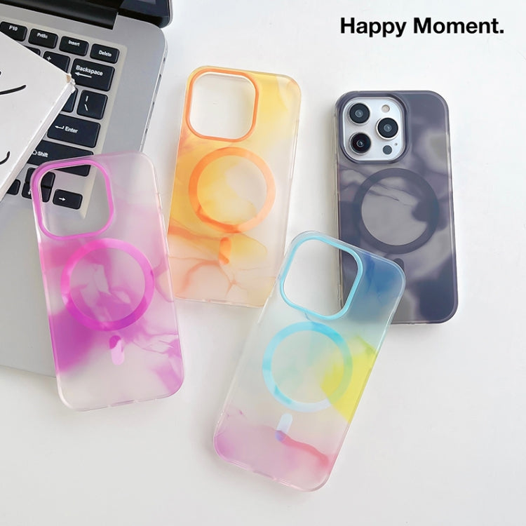 For iPhone 14 Plus Watercolor Magsafe Phone Case(Yellow)