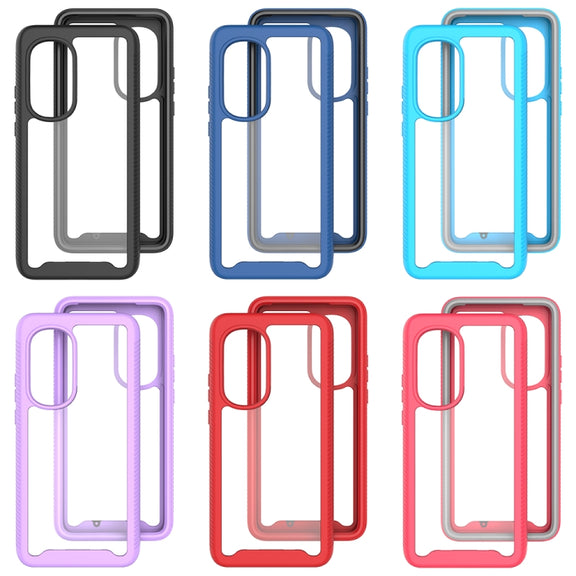 For Motorola Moto Edge 2022 Starry Sky Solid Color TPU Clear PC Phone Case(Black)