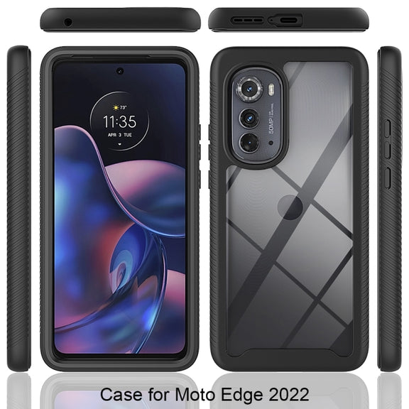 For Motorola Moto Edge 2022 Starry Sky Solid Color TPU Clear PC Phone Case(Black)