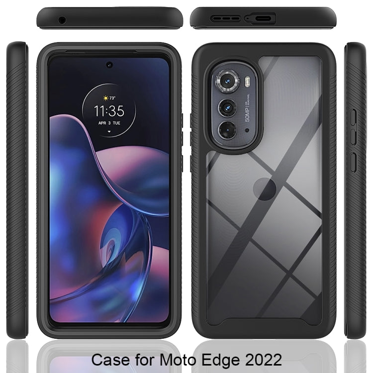 For Motorola Moto Edge 2022 Starry Sky Solid Color TPU Clear PC Phone Case(Black)
