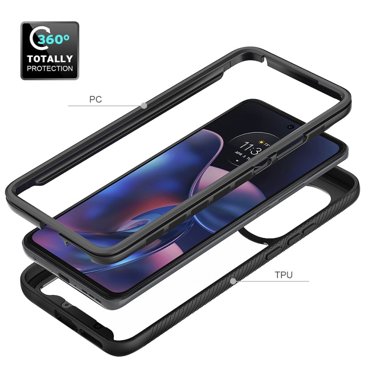 For Motorola Moto Edge 2022 Starry Sky Solid Color TPU Clear PC Phone Case(Black)