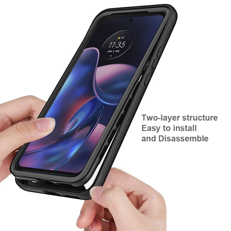 For Motorola Moto Edge 2022 Starry Sky Solid Color TPU Clear PC Phone Case(Black)