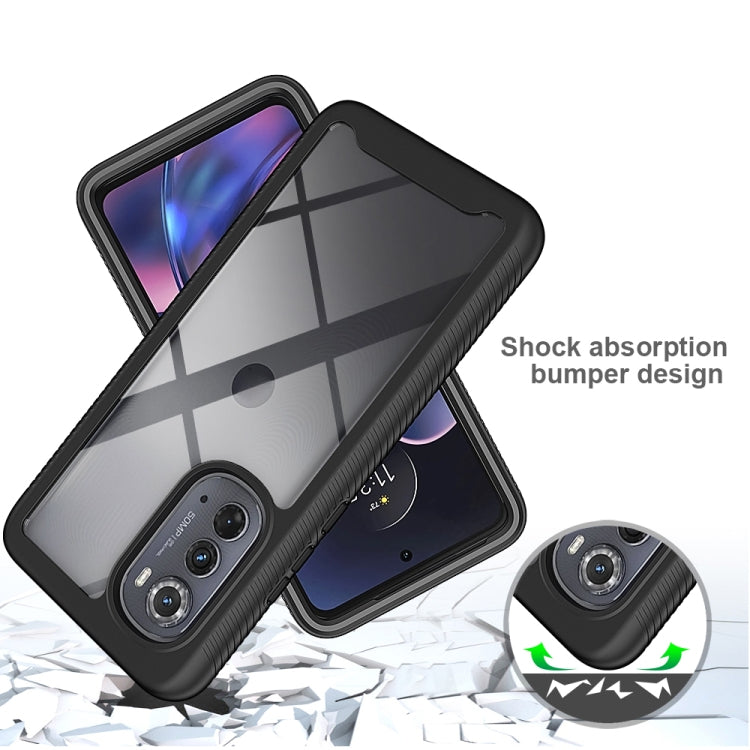 For Motorola Moto Edge 2022 Starry Sky Solid Color TPU Clear PC Phone Case(Black)