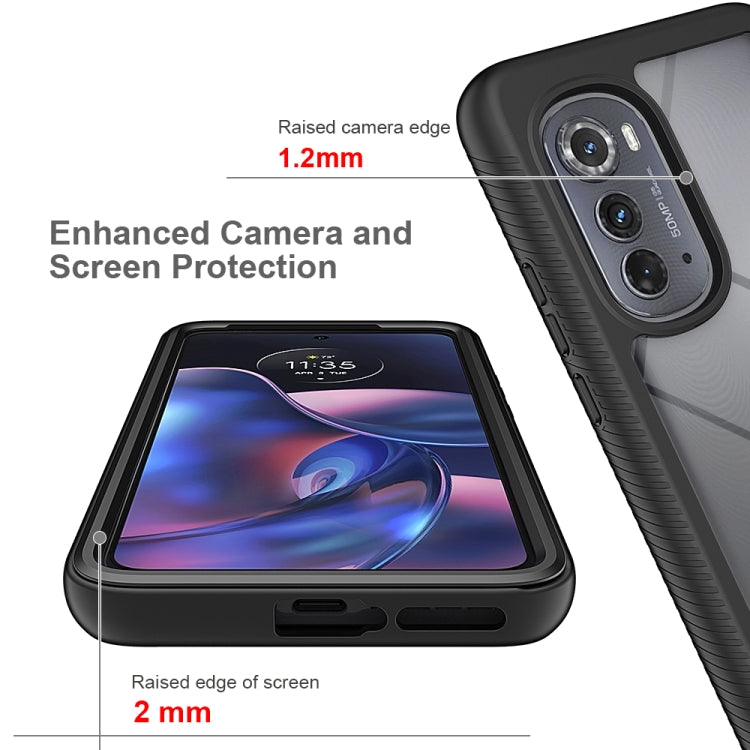 For Motorola Moto Edge 2022 Starry Sky Solid Color TPU Clear PC Phone Case(Black)