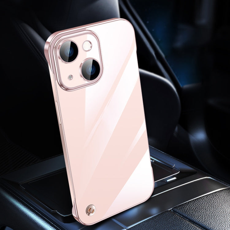 For iPhone 14 Electroplating Frameless Clear PC Phone Case(Pink)