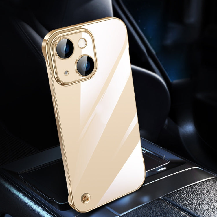 For iPhone 14 Electroplating Frameless Clear PC Phone Case(Gold)