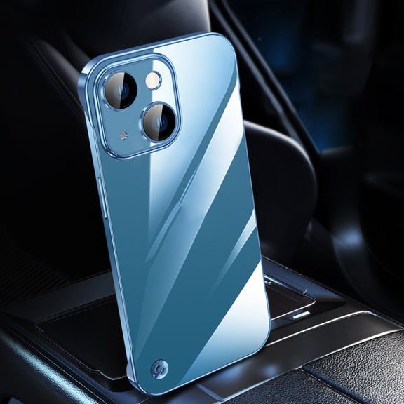 For iPhone 14 Electroplating Frameless Clear PC Phone Case(Sierra Blue)