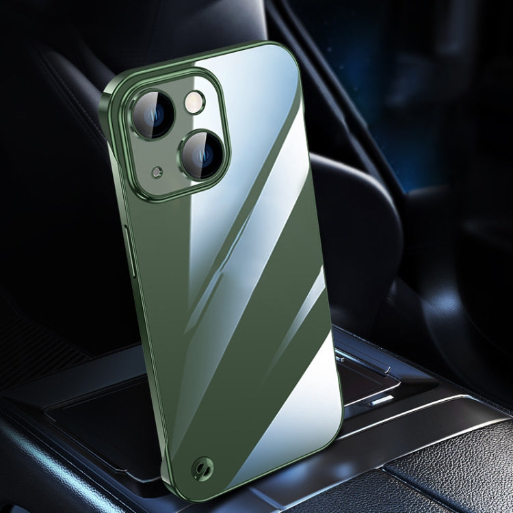 For iPhone 14 Plus Electroplating Frameless Clear PC Phone Case(Green)