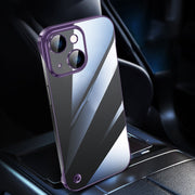 For iPhone 14 Plus Electroplating Frameless Clear PC Phone Case(Purple)