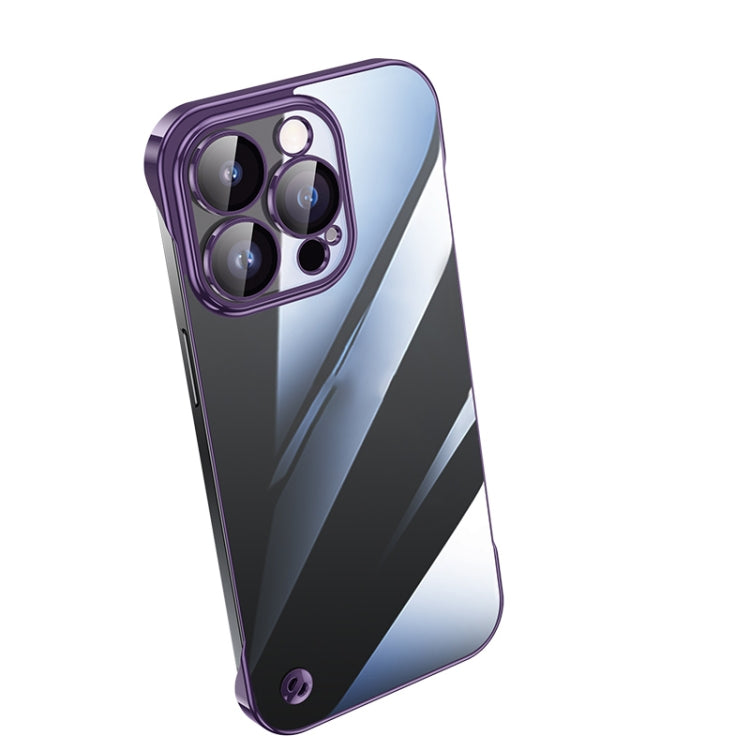 For iPhone 14 Pro Electroplating Frameless Clear PC Phone Case(Purple)