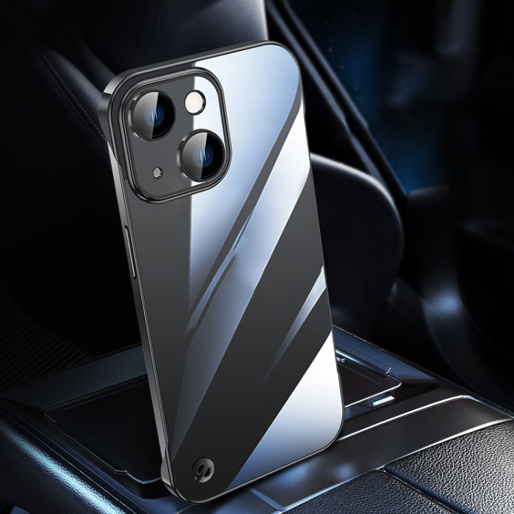 For iPhone 13 Electroplating Frameless Clear PC Phone Case(Black)