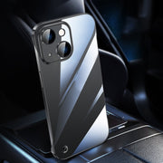 For iPhone 13 Electroplating Frameless Clear PC Phone Case(Black)