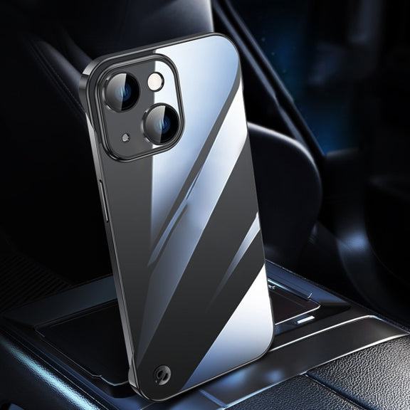 For iPhone 13 Electroplating Frameless Clear PC Phone Case(Black)