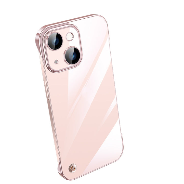 For iPhone 13 Electroplating Frameless Clear PC Phone Case(Pink)
