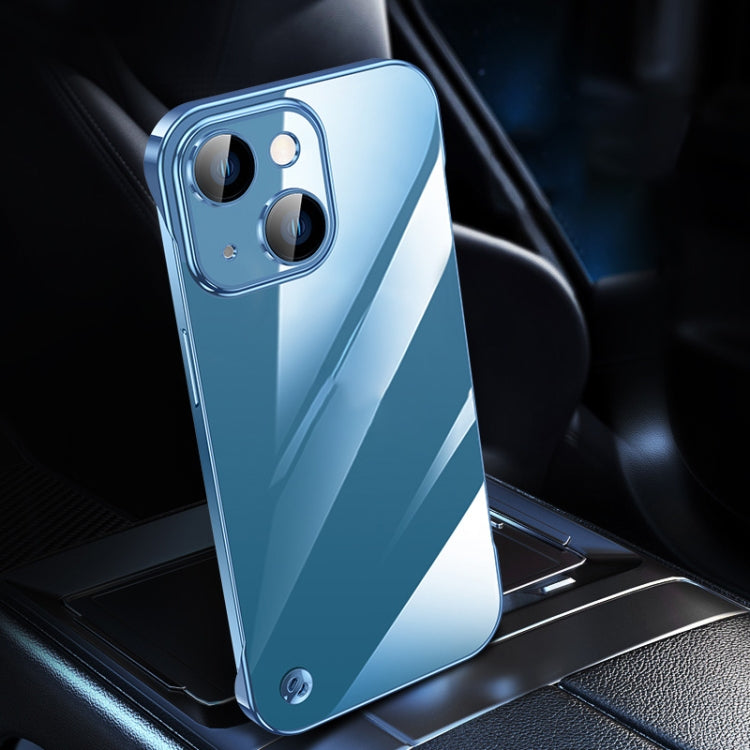 For iPhone 13 Electroplating Frameless Clear PC Phone Case(Sierra Blue)