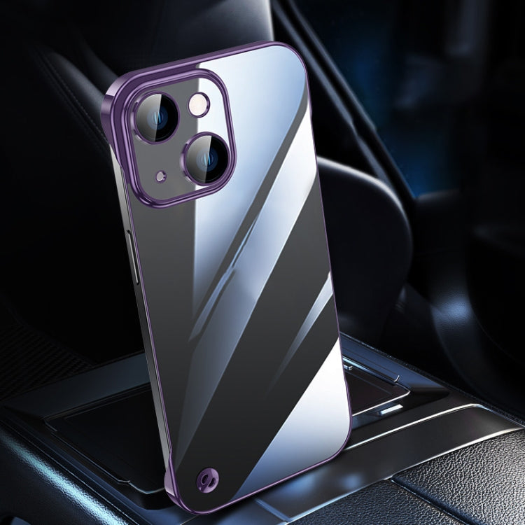 For iPhone 13 Electroplating Frameless Clear PC Phone Case(Purple)