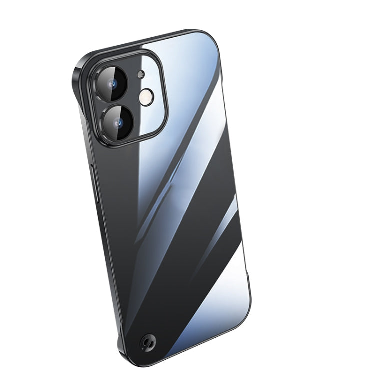 For iPhone 12 Electroplating Frameless Clear PC Phone Case(Black)