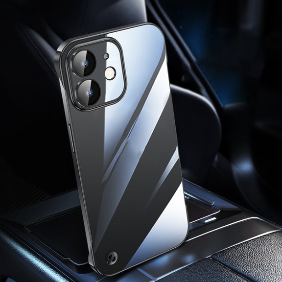 For iPhone 12 Electroplating Frameless Clear PC Phone Case(Black)