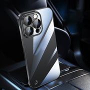 For iPhone 12 Pro Electroplating Frameless Clear PC Phone Case(Black)