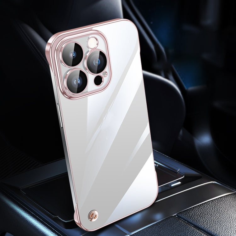 For iPhone 12 Pro Electroplating Frameless Clear PC Phone Case(Pink)