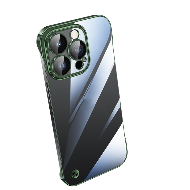 For iPhone 12 Pro Electroplating Frameless Clear PC Phone Case(Green)