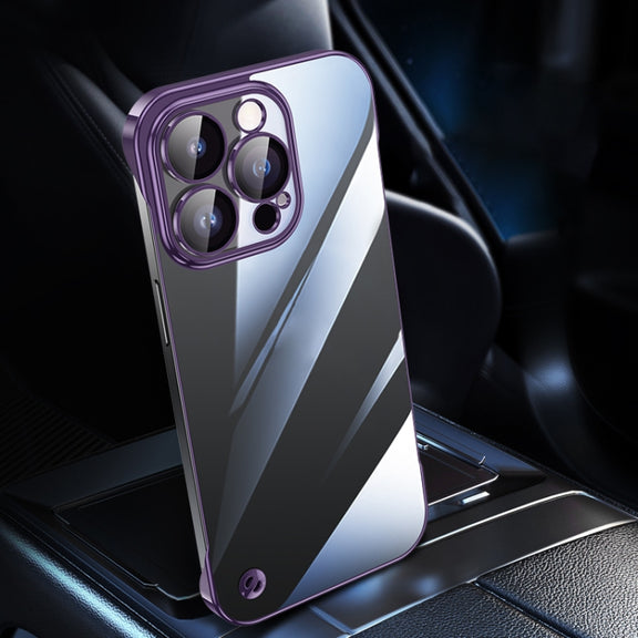 For iPhone 12 Pro Max Electroplating Frameless Clear PC Phone Case(Purple)