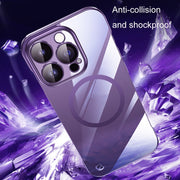 For iPhone 14 Plus Electroplating Frameless Magsafe Magnetic PC Phone Case(Black)