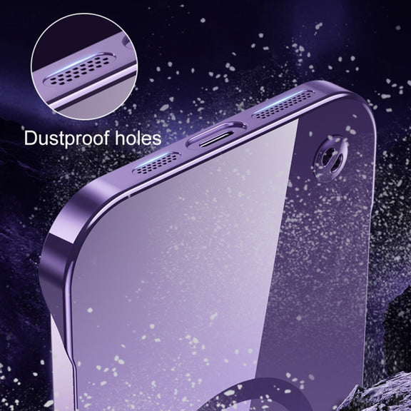 For iPhone 14 Plus Electroplating Frameless Magsafe Magnetic PC Phone Case(Black)