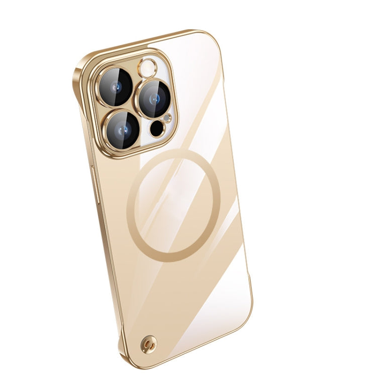 For iPhone 14 Pro Max Electroplating Frameless Magsafe Magnetic PC Phone Case(Gold)