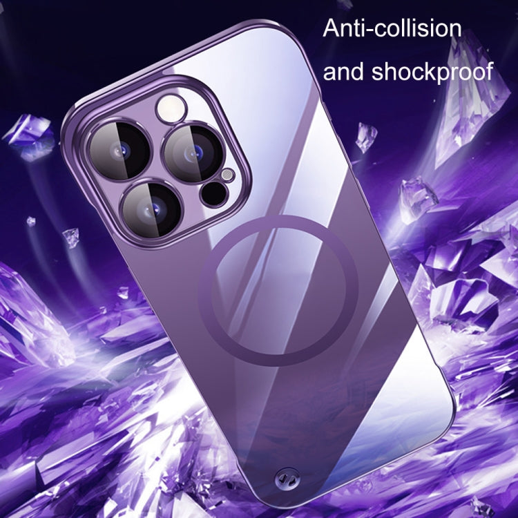For iPhone 14 Pro Max Electroplating Frameless Magsafe Magnetic PC Phone Case(Gold)