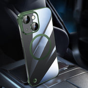 For iPhone 13 Electroplating Frameless Magsafe Magnetic PC Phone Case(Green)