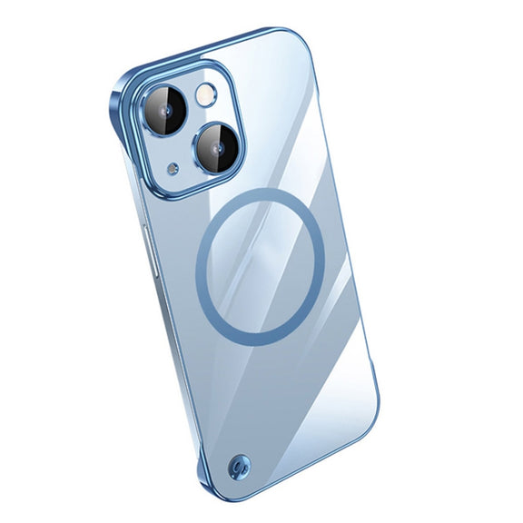 For iPhone 13 Electroplating Frameless Magsafe Magnetic PC Phone Case(Sierra Blue)
