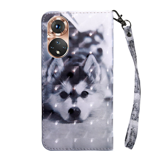 For Honor 50 3D Painted Leather Phone Case(Husky)