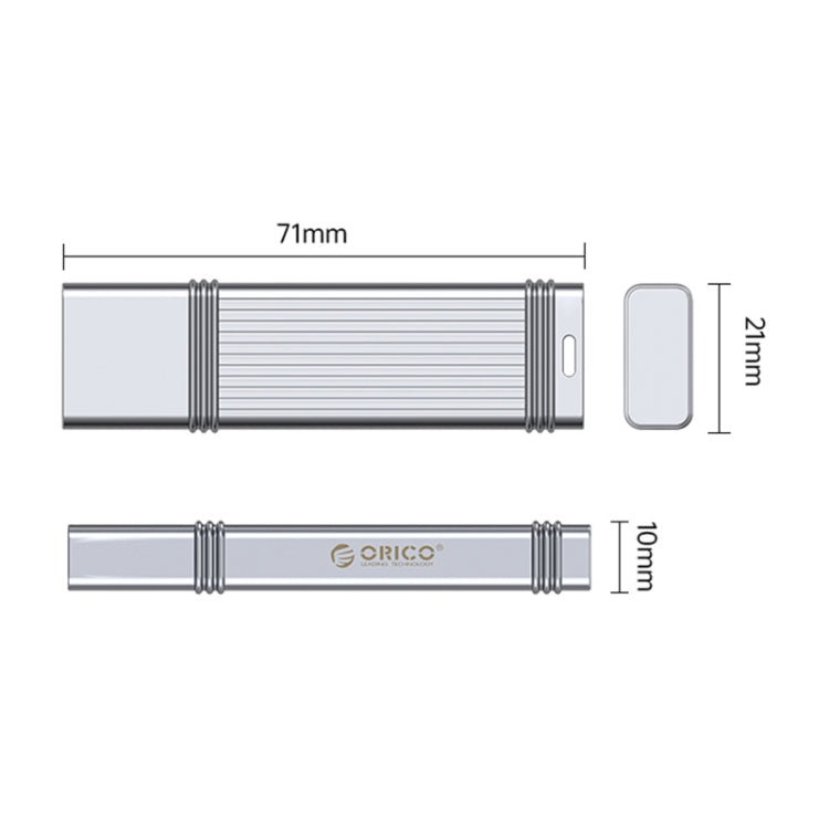 ORICO 128GB Type-C USB3.2 Gen1 USB Flash Drive, Read 260MB/s, Write 50MB/s (Silver)