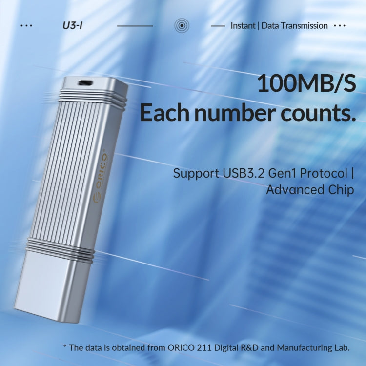 ORICO 256GB Type-C USB3.2 Gen1 USB Flash Drive, Read 260MB/s, Write 50MB/s (Silver)