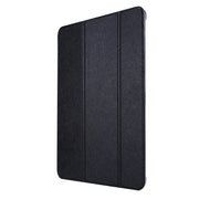 For iPad Air 13 2024 / Pro 12.9 2020 TPU Silk Texture Three-fold Horizontal Flip Leather Tablet Case with Holder(Black)