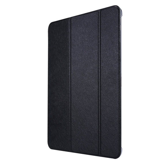 For iPad Air 13 2024 / Pro 12.9 2020 TPU Silk Texture Three-fold Horizontal Flip Leather Tablet Case with Holder(Black)