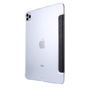 For iPad Air 13 2024 / Pro 12.9 2020 TPU Silk Texture Three-fold Horizontal Flip Leather Tablet Case with Holder(Black)