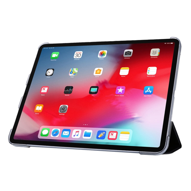 For iPad Air 13 2024 / Pro 12.9 2020 TPU Silk Texture Three-fold Horizontal Flip Leather Tablet Case with Holder(Black)