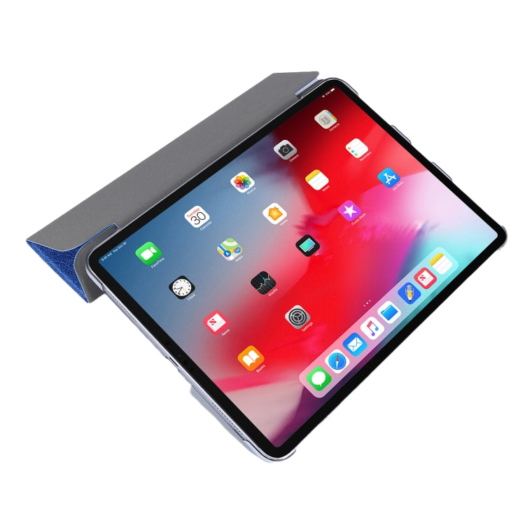 For iPad Air 13 2024 / Pro 12.9 2020 TPU Silk Texture Three-fold Horizontal Flip Leather Tablet Case with Holder(Black)