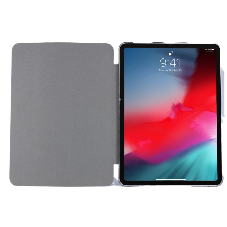 For iPad Air 13 2024 / Pro 12.9 2020 TPU Silk Texture Three-fold Horizontal Flip Leather Tablet Case with Holder(Black)