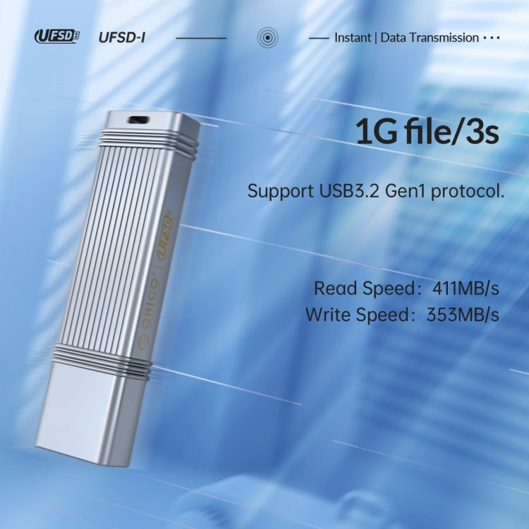 ORICO UFS Flash Drive, Read: 411MB/s, Write: 353MB/s, Memory:64GB, Port:USB-A(Silver)