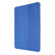 For iPad Air 13 2024 / Pro 12.9 2020 Silk Texture Horizontal Deformation Flip Leather Tablet Case with Three-folding Holder(Blue)