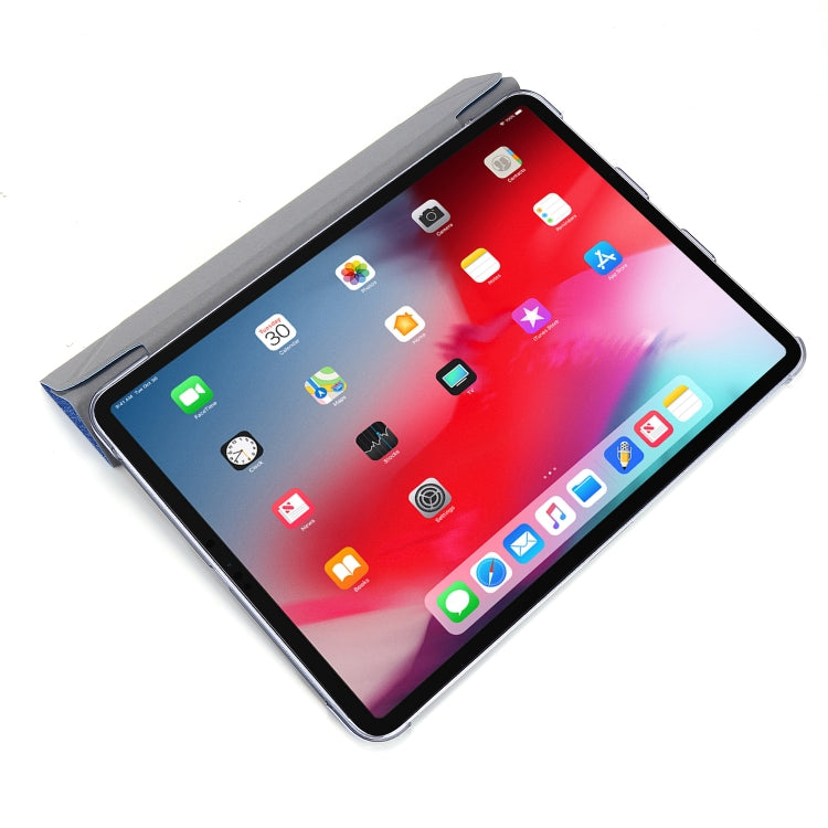 For iPad Air 13 2024 / Pro 12.9 2020 Silk Texture Horizontal Deformation Flip Leather Tablet Case with Three-folding Holder(Blue)