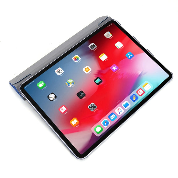 For iPad Air 13 2024 / Pro 12.9 2020 Silk Texture Horizontal Deformation Flip Leather Tablet Case with Three-folding Holder(Blue)
