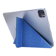For iPad Air 13 2024 / Pro 12.9 2020 Silk Texture Horizontal Deformation Flip Leather Tablet Case with Three-folding Holder(Blue)